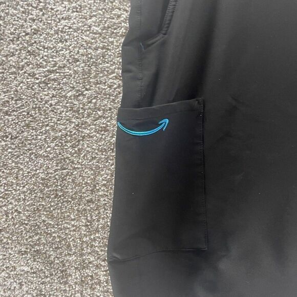 Amazon Shorts Mens Extra Large Black Employee Uniform Cargo Pockets Logo Work - Picture 2 of 11